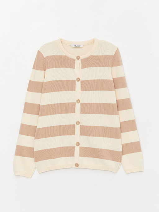 Bisiklet Yaka ?izgili Uzun Kollu K?z ?ocuk Triko H?rka