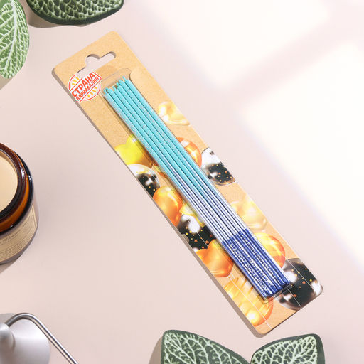 Набор свечей в торт, 6 штук Happy, 17 см, голубой с синим - Страна карнавалия фото 6