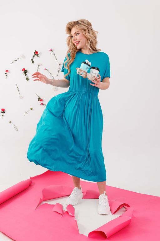 Платье NIKVA н353-1 бирюза фото 3