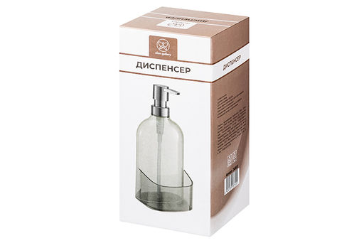 Диспенсер 500 мл 9,5*9,5*21 см прозрачный серый, с отделением для губки - Elan gallery фото 16
