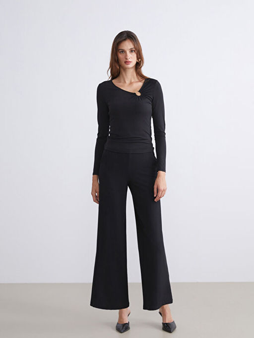 Beli Lastikli Krep Kad?n Pantolon