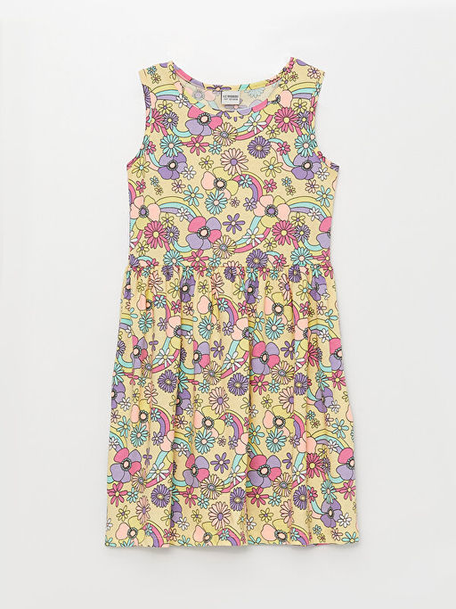 Bisiklet Yaka Desenli K?z ?ocuk Elbise