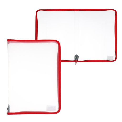 Папка пластиковая А4, 325 х 230 х 25 мм, молния вокруг, Calligrata Офис, ПМ-А4-01, 0.5 мм, прозрачная, красная  фото 2