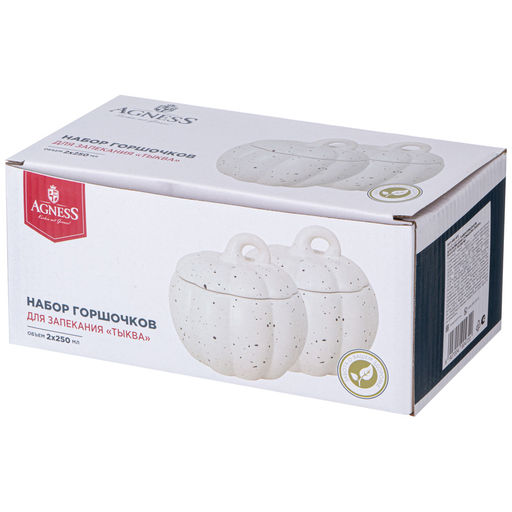 НАБОР ГОРШОЧКОВ ДЛЯ ЗАПЕКАНИЯ С КРЫШКОЙ ТЫКВА ИЗ 2-Х ШТ. ПО 250 МЛ - Lefard фото 2