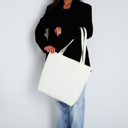 Сумка-шопер женская болоньевая, 40*35*7см, белый цвет - Nazamok фото 3