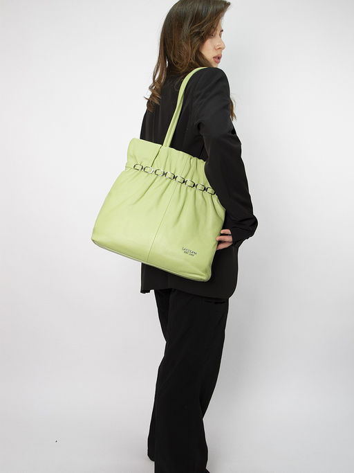 LACCOMA сумка Y1750-фисташковый натуральная кожа хлопок  фото 8