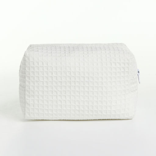 Косметичка женская на молнии TEXTURA, объёмная, средняя, мягкая, вафельная текстура, белая фото 6