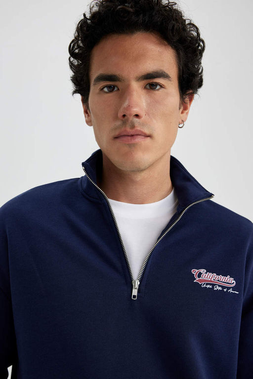 Толстовка с воротником-стойкой и принтом Comfort Fit - Defacto фото 6