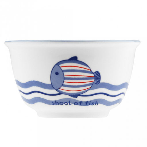 "Синий полосатик" Салатник фарфоровый 400мл, д12см, h6,6см, отводка, белый (Китай)