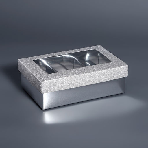 Цена за 5 шт. Коробка подарочная для 6 конфет серебро глиттер, с окном, 12×8.5×4 см