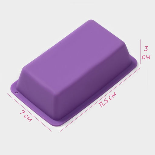 Форма для выпечки Доляна «Хлеб», силикон, 11.5×7×3 см, внутр.размер 10.5×6.5 см, фиолетовая