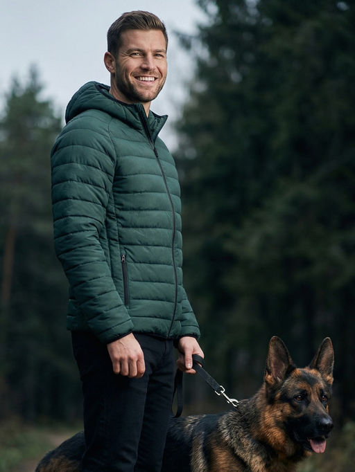 Куртка мужская стёганая с капюшоном с графеновой подкладкой бежевого цвета 9625_1B - Valianly фото 44