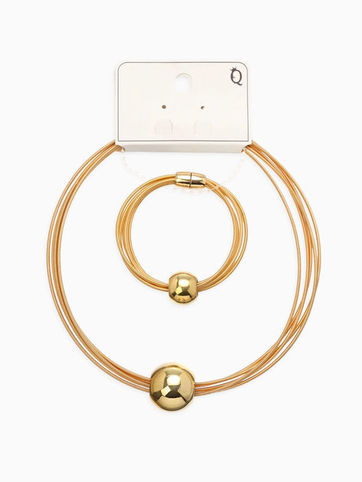 Набор 2 предмета: колье, браслет Бусина на нитях, цвет золото