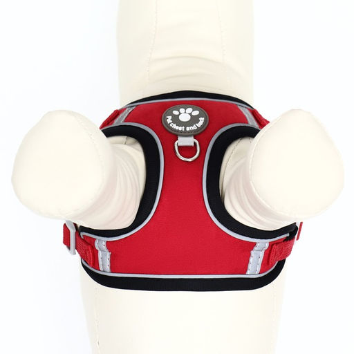 Комплект Sport+, М, поводок 120 x 1,5 см, ОШ 44-48 см, ОГ 51-60 см, вес животного 14-20 кг, красный - Пижон фото 8