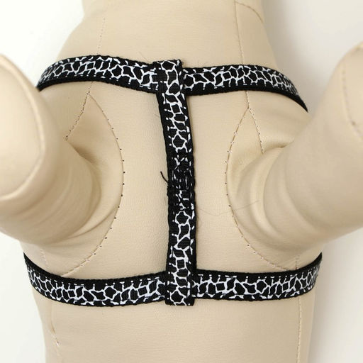 Комплект прошитый Жираф, ширина 1 см, поводок 120 см, шлейка 23-35 см, чёрно-белый - Пижон фото 5