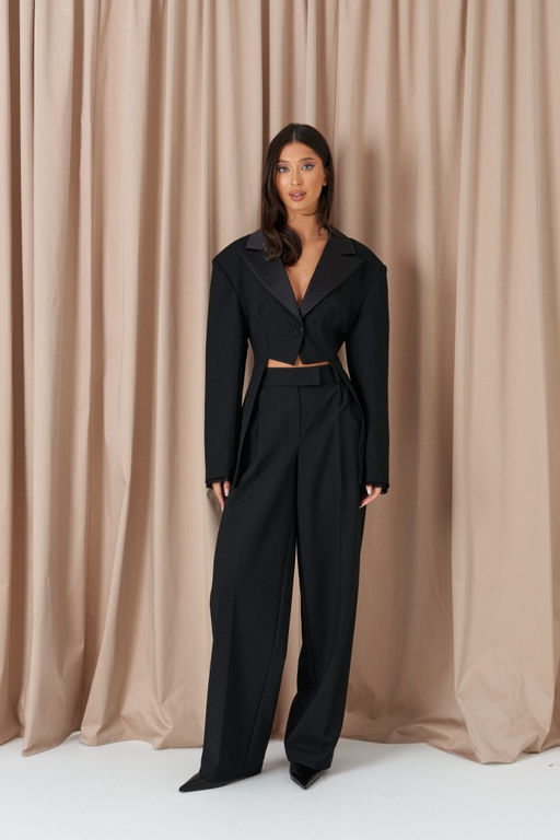 Жакет Annete А5531 костюмная ткань черный с кружевом  фото 9