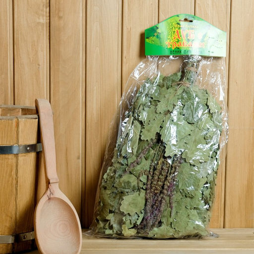 Веник для бани и сауны, дубовый, с шалфеем