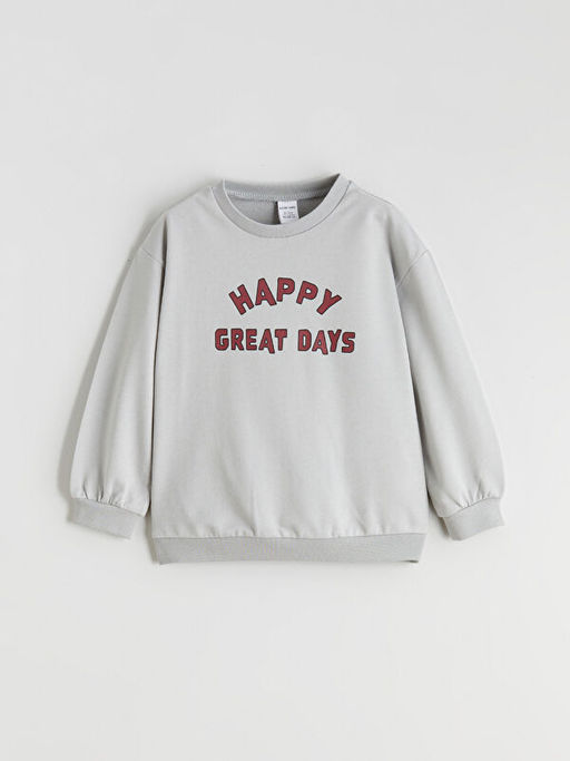 Bask?l? Erkek Bebek Sweatshirt