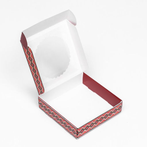 Подарочная коробка сборная с окном Новогодний орнамент, 11,5 х 11,5 х 3 см - UPAK LAND фото 10