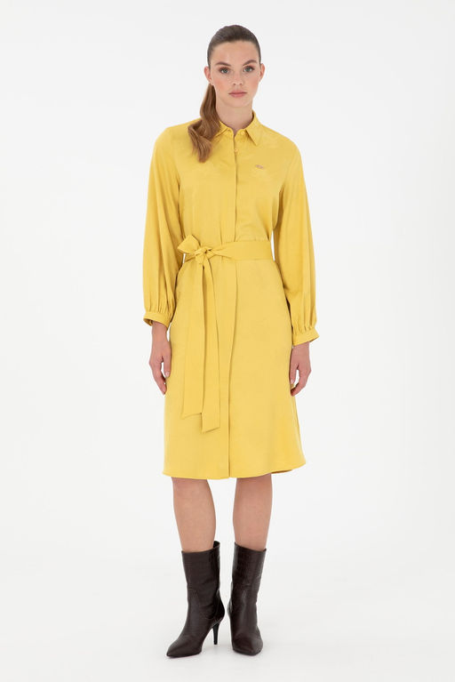 Женское желтое тканое платье Неожиданная скидка в корзине - U.s. polo assn фото 3
