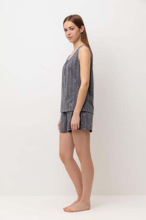 Е 20180/серый,полоски и сердечки пижама жен - Very neat фото 3