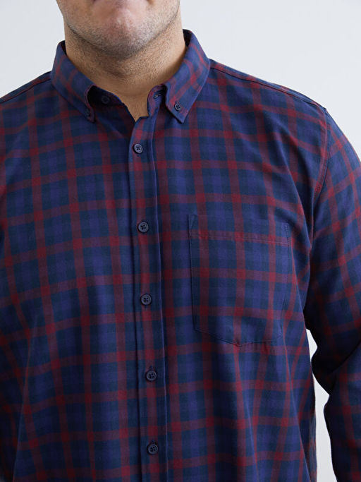 B?y?k Beden Regular Fit Uzun Kollu Ekose Erkek G?mlek