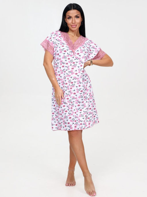 30 СОРОЧКА ЖЕНСКАЯ (Цветочки розовые) - А-дина фото 2