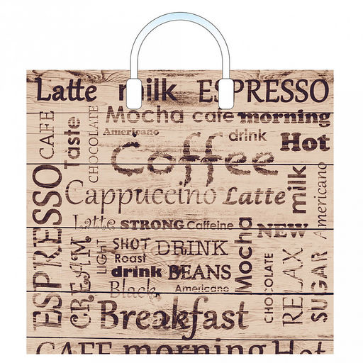 Пакет подарочный ПЭ с пластмассовыми ручками 40х36+4см "Кофе-брейк", 110 мкм (Россия)