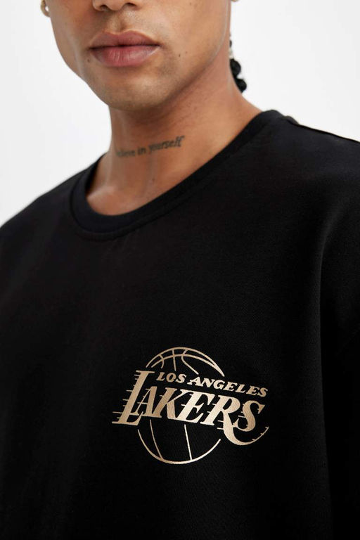DeFactoFit Футболка свободного покроя NBA Los Lakers с круглым вырезом из плотной ткани с короткими рукавами  фото 6