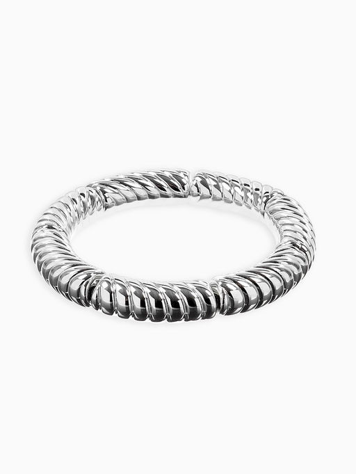 Браслет пластик на резинке "Стиль" резной, цвет серебро