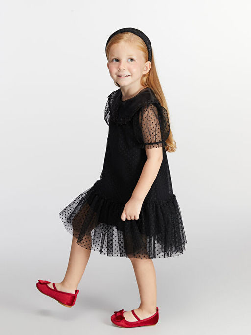 Balon Kollu F?rf?rl? K?z ?ocuk Elbise