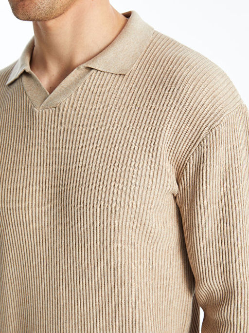 Polo Yaka Uzun Kollu Erkek Triko Kazak