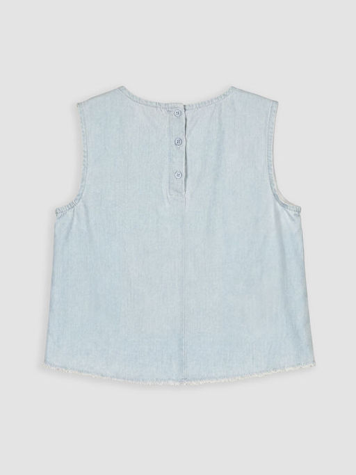 Aplike Detayl? K?z ?ocuk Jean Bluz