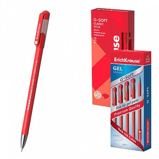 Цена за 12 шт. Ручка гелевая ErichKrause G-Soft Stick Classic 0.38, цвет чернил синий (в коробке по 12 шт.)  фото 11