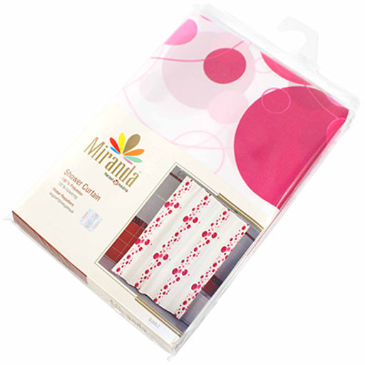 Miranda Штора для ванной тканевая 180х200см Пузыри розовые, без колец, 100% п/э (Турция)