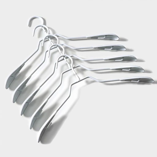 Плечики - вешалки для одежды антискользящие, набор 5 шт., 39×20.5 см, металл с ПВХ покрытием, белые