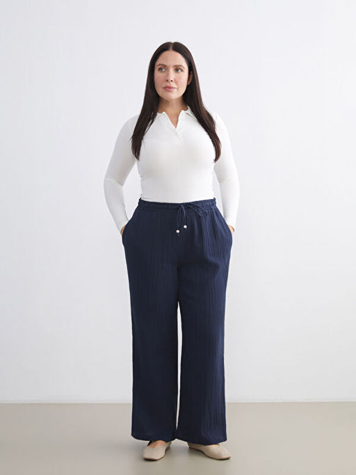 Beli Lastikli Dokulu M?slin Kad?n Pantolon