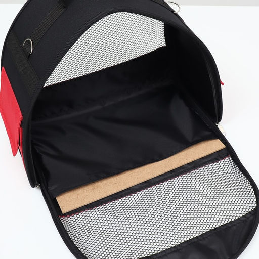 Сумка - переноска для животных, полукруглая с карманоми ПВХ, 37 х 18 х 25 см, красная - Пижон фото 5