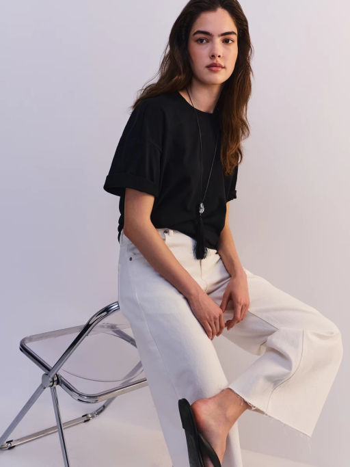Футболка свободного кроя из хлопка OVERSIZE0726-50 / Zarina