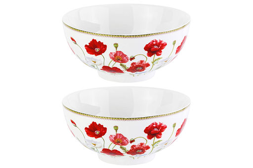 Набор 2 салатников - 15*15*7 см 700 мл Маки NEW BONE CHINA - Elan gallery фото 4