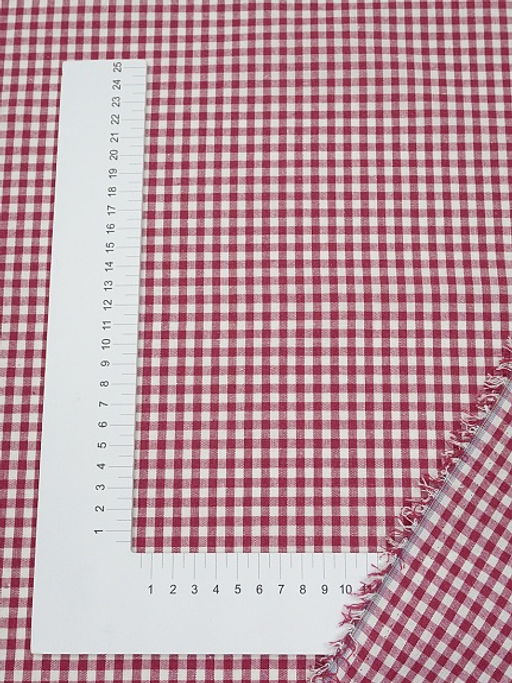 Брак(уценка) Пестрядь "Клетка (4*4 мм)" цв.малиновый, ш.1.45м, хлопок-100%, 130гр/м.кв