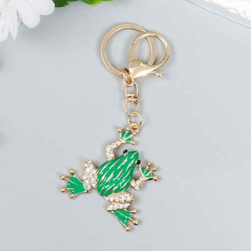 Брелок для ключей на кольце с карабином «Зелёная лягушка», 11.2×6.2 см