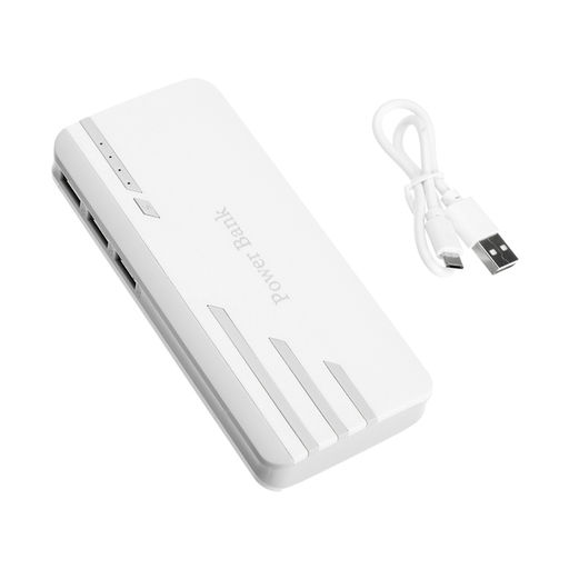 Внешний аккумулятор Luazon PB-25, 10000 мАч, 3 USB, 1 А, индикатор, фонарик, серо-белый - Luazon home фото 4