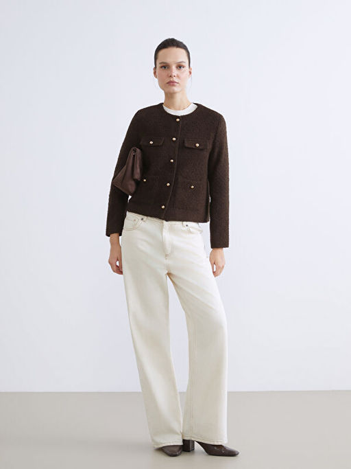 Bisiklet Yaka Kad?n T?vit Ceket