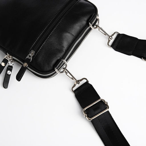 Сумка мужская TEXTURA через плечо, натуральная кожа, цвет чёрный  фото 3