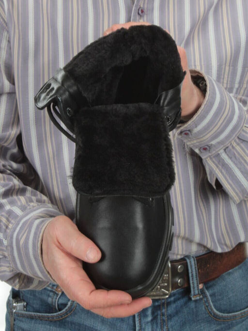 05-9003 BLACK Ботинки зимние мужские (искусственная кожа, искусственный мех)