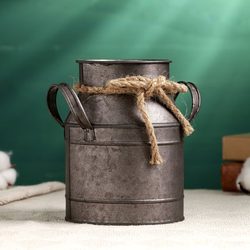 Фигурное кашпо для цветов «Кувшин Ноель», 11×11×15 см, металл, серое