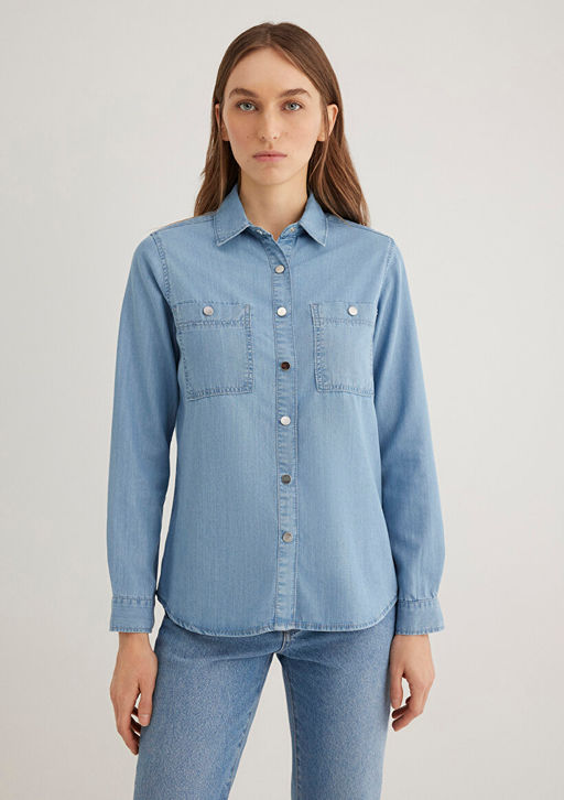 Betty Gold Ac?k Mavi Jean Gomlek  фото 3