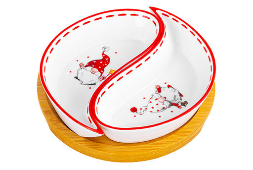 Тарелка под оливки 100 мл 15*15*3,5 см Весёлые гномики на деревянной подставке - Elan gallery фото 18