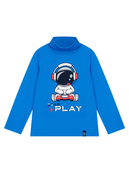 Водолазка для мальчика PlayToday Star Play из хлопка с эластаном голубой  фото 7